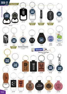 Keychains / Badges / Pens & Accessories p 152